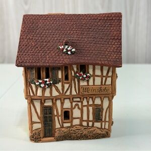 Christmas Village Ceramic House Candle or‎ Incense Holder Bernkastel Midene